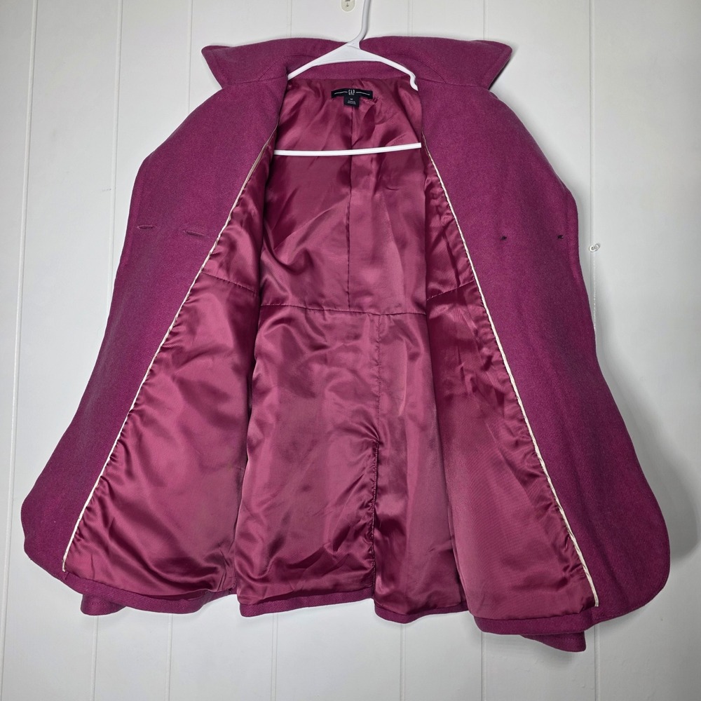 Gap Womens Magenta Pink Wool Blend Double Breasted Peacoat Jacket Size M 498590 - Picture 8 of 12